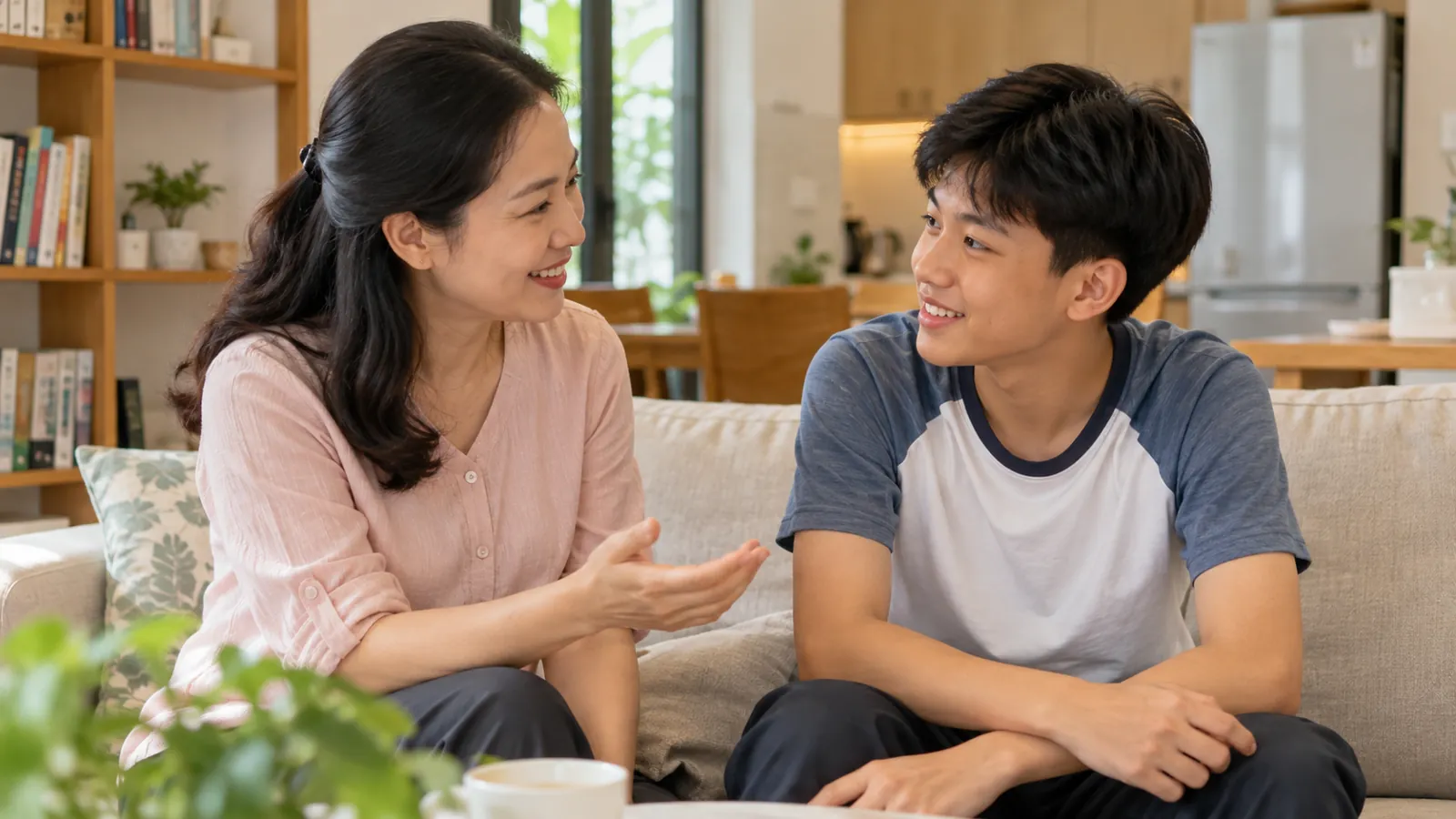 Ảnh mô phỏng người mẹ trò chuyện với con