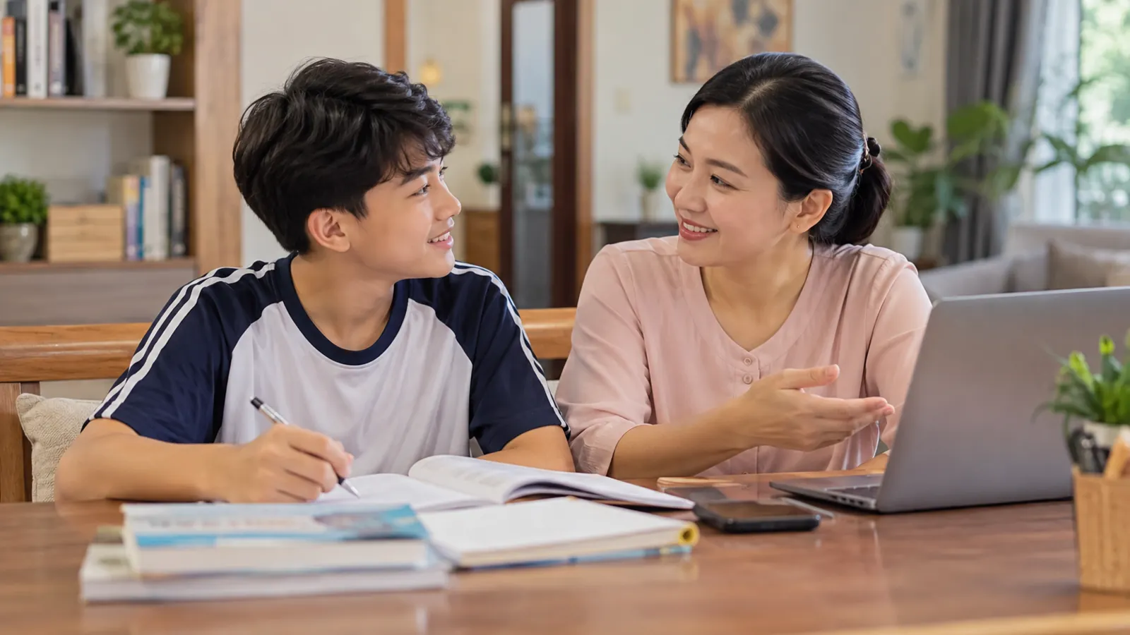 Ảnh mô phỏng mẹ cùng con học tập