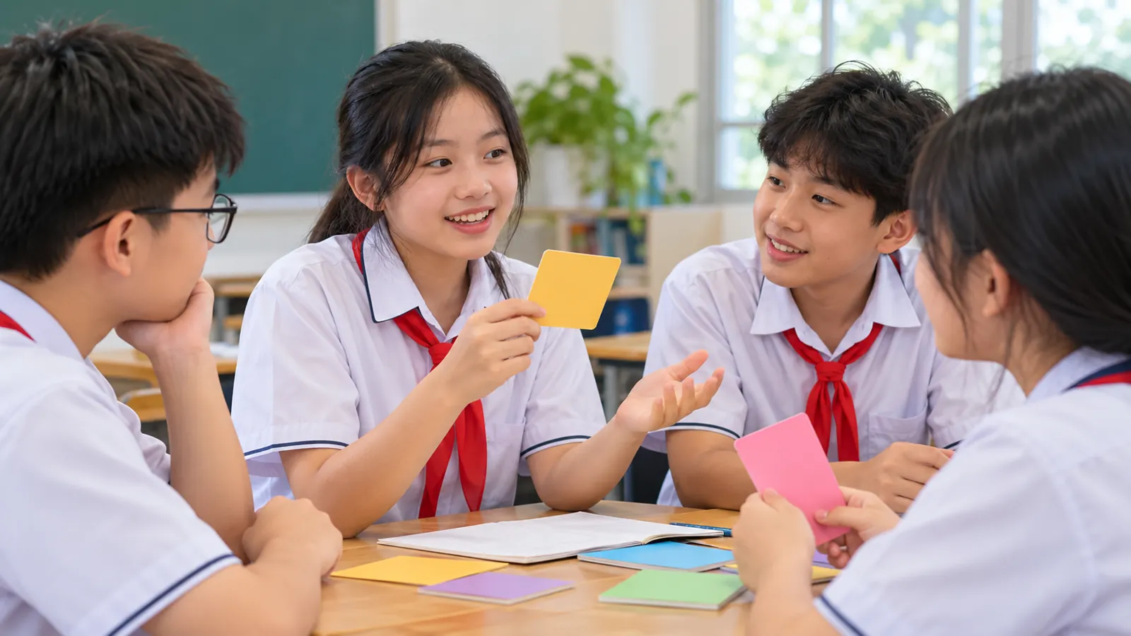 Học sinh THCS học tập thông qua thẻ tình huống